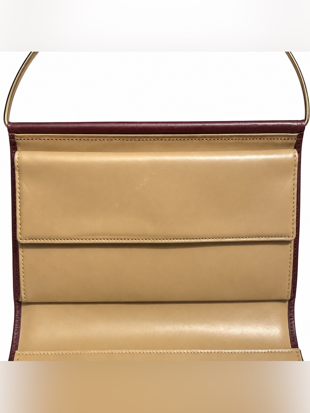 NEW Cartier TRINITY Burgundy Leather Top-Handle Bag Gold & Silver Hardware - Picture 14 of 14